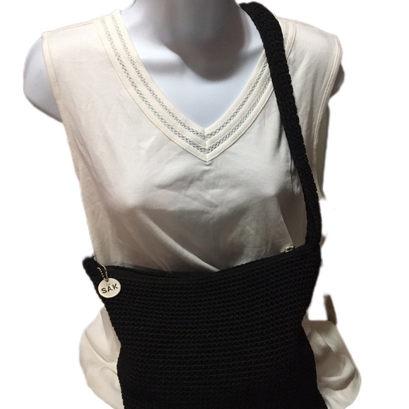 The Sak Black Crochet Shoulder Bag - Picture 1 of 8